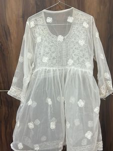 Pure White Chikenkari Kurta