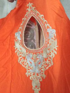 Kurti Point Orange Embellished Kurta