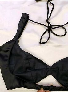 Satin Non Padded 1 Back Hook Deep Neck Blouse