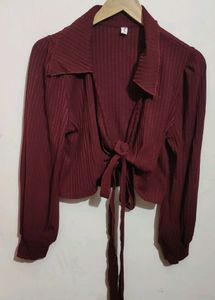 Burgundy Color Winter Crop Shrug For Girl Or Woman