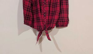 Plaid Cold Shoulder Top