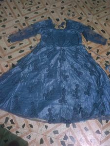 Elegant grey Embroidered Dress Material