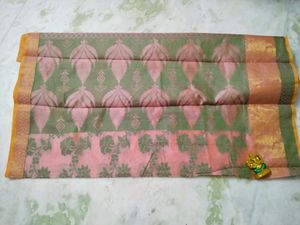 Peach Floral Print Saree
