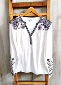 Embroidered White Top size-44