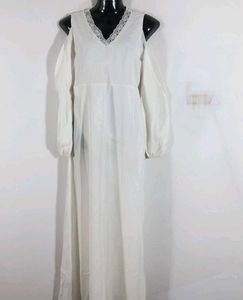 White Cold-Shoulder Maxi Dress