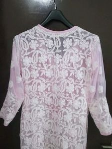Chikankari Kurti With White And Pink Colour