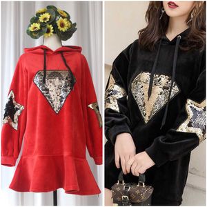 Korean Velvet Hoodie Dress