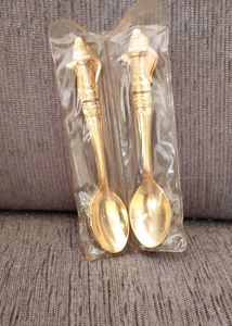 New Seal Pack 6 Pieces Gold Plated Spoons