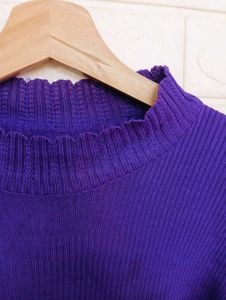 Purple Knit Turtleneck Sweater