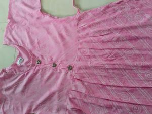 A Beautiful Baby Pink Nyra Pattern Kurti