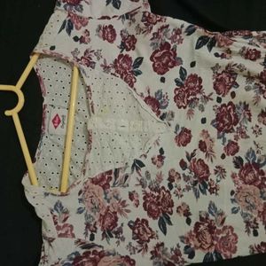 Floral Top with Eyelet Detail
