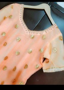 Light Orange Kurta Golden Skirt &amp; Dupatta 40 Bust