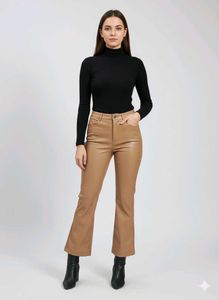 Faux Leather Kick Flare Pants A1/01