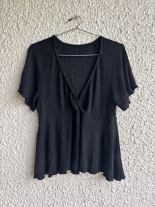 Ribbed Deep V-neck Top