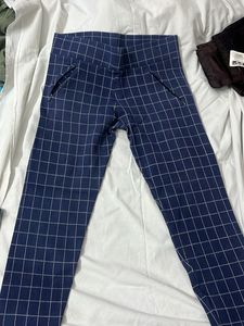 Blue Check Stretchable Pant