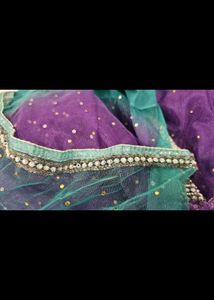 Purple Net Saree With Blouse And Petticoat