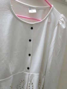 White Laser Cut Peplum Top