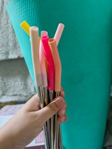 Stainless Steel Straws With Tip &amp; Cleaning Brush