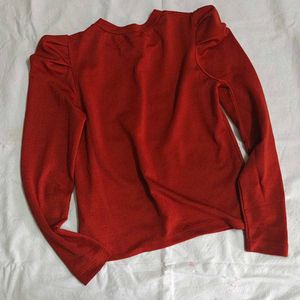 Rust Puff Sleeve Top