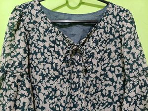 Floral Print Ruffle Sleeve Dress