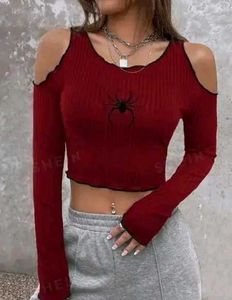 Red Spider Graphic Cut Out Crop Top