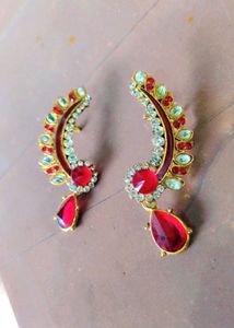 Red &amp; Gold Statement Earrings