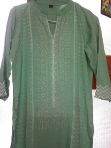 Green Embroidered Kurta