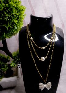Korean Inspired Bow Layered Necklace