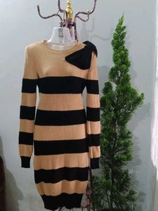 Striped Knit Dress w/ Bow