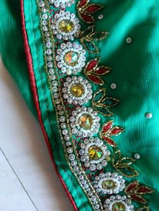 Emerald Peacock Green Embroidered Saree