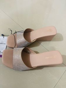 New Chic Nude Wedge Slides