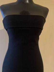 Black Strapless Midi Dress