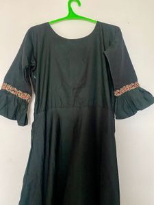 Olive Green Long Frock Along With Dupatta