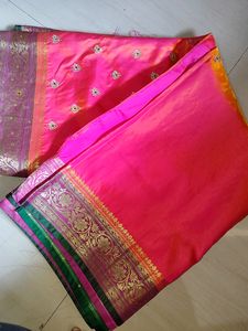 Wedding  Satin Silk Saree With Stiched Blouse