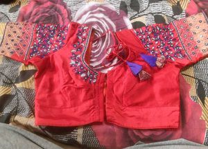 Red Embroidered Handwork Blouse