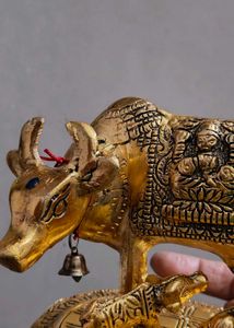 Golden. Metal Kamadhenu with Kanha