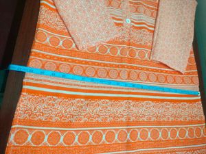 Orange &amp; White Printed Kurti