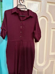 Maroon Shirt Dress