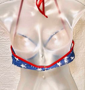 New Piece Blue Bikini Padded Top/ Fixed Price