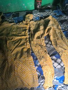 Yellow &amp; White Striped Kurti