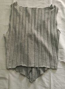 Gray Ribbed Knit Tank Top