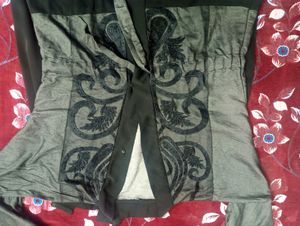 Gray And Black Designer Embroidered Saudi Abaya