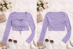 Long Sleeve Purple Crop Top