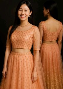 Peach Lehenga with Intricate Embroidery