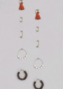 Set Of 25 Gold-toned &amp; White Contemporary Earrings