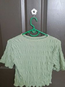 Green Textured Crop Top the size is medium