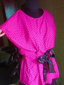 Pink Polka Dot Tie Top