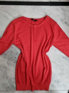 Reddish Pink Coral Knit Top
