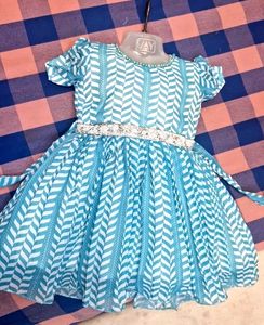 Blue & White Chevron Print Dress