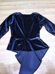 3 Set: Mini Skirt, Velvet Top And Jacket